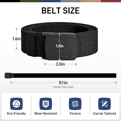 UNGGJKB Men's Tactical Belt, Nylon Casual Elastic Belt, Work Belt That Can Be Cut And Adjusted - color: Blue/Green/Black-stretch