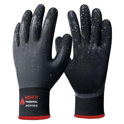 Waterproof Winter Work Gloves, Insulated Thermal, Double Latex Coated | Fleece Lining, Warm & Dexterity, Superior Grip Palm for Men and Women, Ideal for Freezer, Gardening, Fishing, Cleaning, DIY - size: X-Large