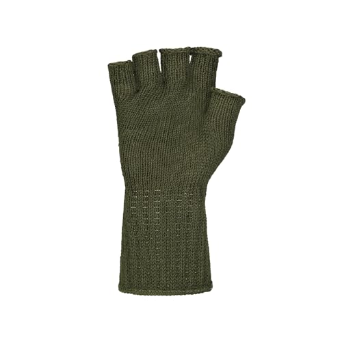 M MCGUIRE GEAR GI Wool Fingerless Gloves, Half Finger Outdoor Tactical Glove Insert - Ski Glove Insert Made in USA - color: Od Green