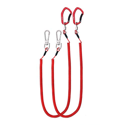 HERCULES M4 Fishing Lanyard, Fishing Pole Tether, Kayak Paddle Leash, Heavy Duty Retractable Coiled Lanyard for Fishing, Rods, Pliers, Boating, Paddles, Kayak - color: Pack of 2 Red, 17.7" Plus