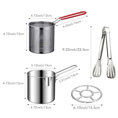 49oz Deep Frying Pot Set – w/Basket, Lid, Tongs for Tempura, Chicken, Fries & Fish