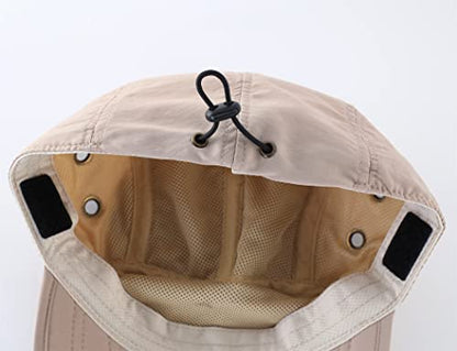 Connectyle Mens Foldable UV Protection Sun Hat with Removable Neck Flap Outdoor Adventure Sun Cap for Fishing Hiking Safari - color: Khaki