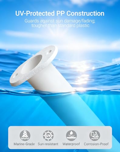 Flush Mount Fishing Rod Holder, 90 Degree UV-Protected PP Plastic (8"x1.5"), 2PCS with 4 M4 304 Stainless Steel Mounting Screws for Boats, Kayaks, Yachts - color: White