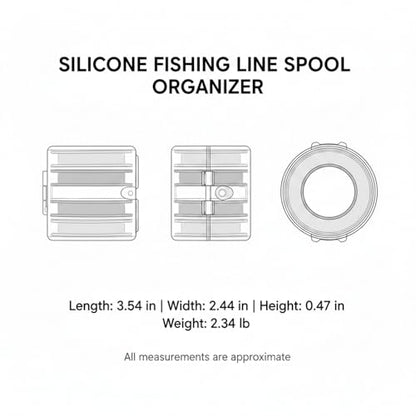 Silicone Fishing Line Spool Organizer Box with Number Stickers for Tackle Storage and Gear Organization - size: 3.54 x 2.44 x 0.47 in
