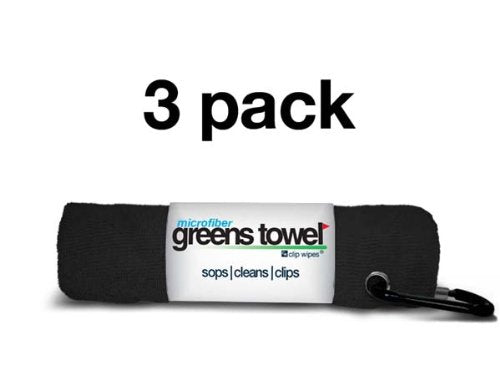 Black 3 Pack Golf Towel Set for Golf Bags with Clip, Plush Microfiber Nap Fabric, 16x16, The Original (Jet Black) - color: Jet Black