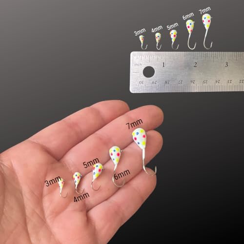 Reaction Tackle Tungsten Ice Fishing Jigs, Tear Drop Jig Heads that Glow with UV Light for Panfish, Crappie, Walleye, Perch, Trout and Bluegill - color: 50-pcs Variety Kit (+case), size: 3 mm
