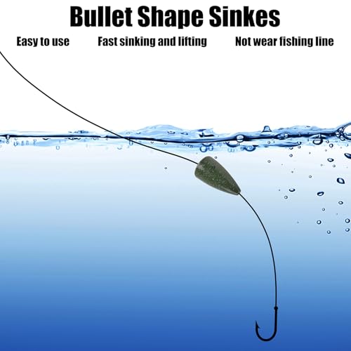 Bullet Fishing Weights Sinkers, 30pcs Worm Weights Fishing Sinkers for Bass Fishing Carolina Rig Texas Rig Slip Sinkers Sliding Fishing Weights Saltwater Freshwater - style: 3/16oz-30pcs