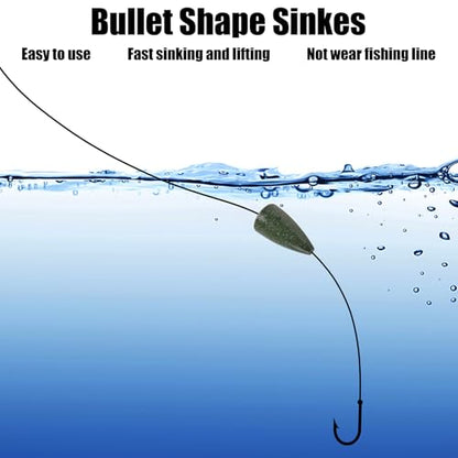Bullet Fishing Weights Sinkers, 30pcs Worm Weights Fishing Sinkers for Bass Fishing Carolina Rig Texas Rig Slip Sinkers Sliding Fishing Weights Saltwater Freshwater - style: 1/8oz-30pcs
