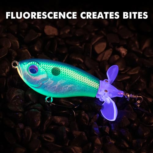 TRUSCEND Popobait Easy Catch Fishing Lures with BKK Hooks, Instant Startup, Longer Cast, Balanced Spray/Sound/Swim, Plopper Topwater Lures for Bass, Trout, Pike, Walleye, Freshwater Saltwater Fishing - color: A-3",0.3oz