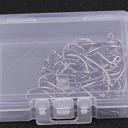 PartyKindom 50Pcs Offset Octopus Fishing Hooks Stainless Steel Long Shank Barbed Hooks Saltwater and Freshwater Bass Fishing Terminal Tackle