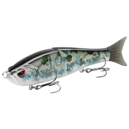 Bassdash SwimShad Glide Baits Jointed Swimbait Bass Pike Salmon Trout Muskie Fishing Lure,3-Pack - color: Green Vegetation + Open Terrain + Night Digital, size: 7in/2.2oz