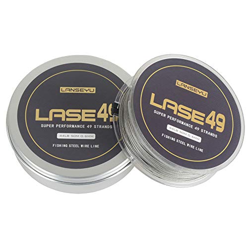 50M 44lb/70lb Test Stainless Steel Fishing Wire - 7x7 Strands, 0.6mm/0.8mm Trace Coating, Jigging Line - color: 0.6mm-44lb-50M