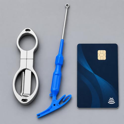 predolo Foldable Fishing Scissors, Stainless Steel Braided Line Cutter, Anti Rust Fishing Line Scissors for Tackle Box, Pocket Portable, Three3-in-1 knotting and hook - style: Three3-in-1 knotting and hook