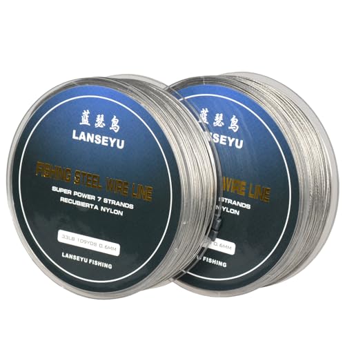 Fishing Lines 100 Metres 33 Pound 0.6mm Fishing Stee Wire Nylon Coated 1x7 Stainless Steel Leader Wire Super Soft Fishing Wire Lines