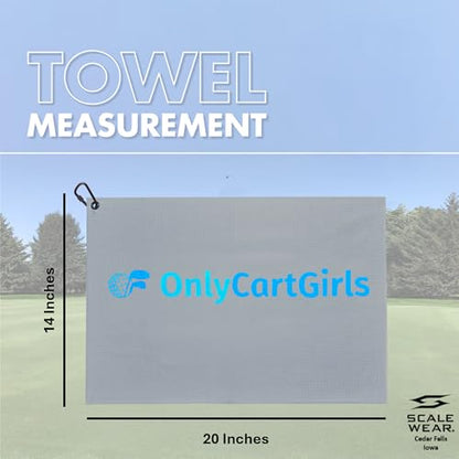 OnlyGolf Funny Microfiber Golf Towel – Large 14" x 20" Clip for Golf Bags Clubs Balls Perfect Golf Gag Gift Enthusiasts Waffle Men Premium Carabiner (Gray OnlyCartGirls) - color: Gray Onlycartgirls