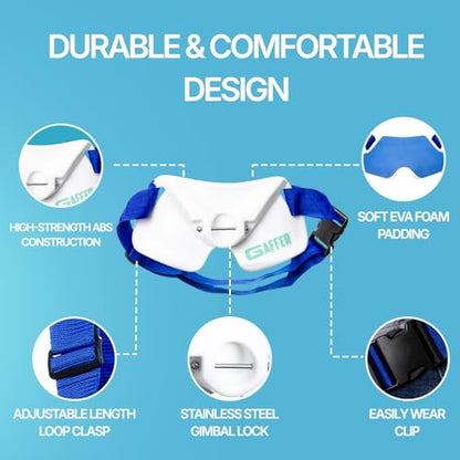 GAFFER SPORTFISHING Adjustable Fishing Belt & Shoulder Harness - Safety Buckle with Foam-Padded Straps Fish Rod Holder - color: Waist Rod Holder - White & Blue