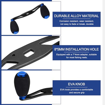 Fishing Reel Handle, Reel Handle Rocker Arm Grip with Knob Replacement Parts - color: Blue/Black