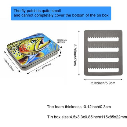 Aventik Metal Tin Portable Box Fly Fishing Tools Kit Includes a Fishing Knot Tool and Line Clipper Zinger Retractor Hook Remover Forceps - color: Tin box with 6pcs mini foam patch