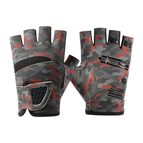Angler Fingerless Gloves UPF50+ Sun Protections Fishing Gloves Breathable Elastic for Unisex Outdoor Fishing - color: Half finger 1 camouf, size: X-Large