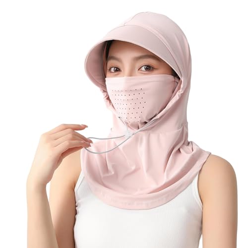 3 in 1 Summer Cooling Balaclava Breathable Sun UV Protection Hood Face Mask with Ear Loops for Men Women - color: Pink