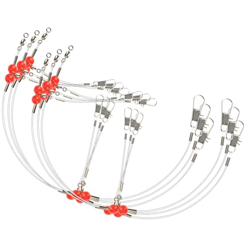 RAINFLOW 6 Pcs 2-Arm Fishing Leaders with Swivels - Stainless Steel & Nylon Wire Leaders for Saltwater & Freshwater Fishing