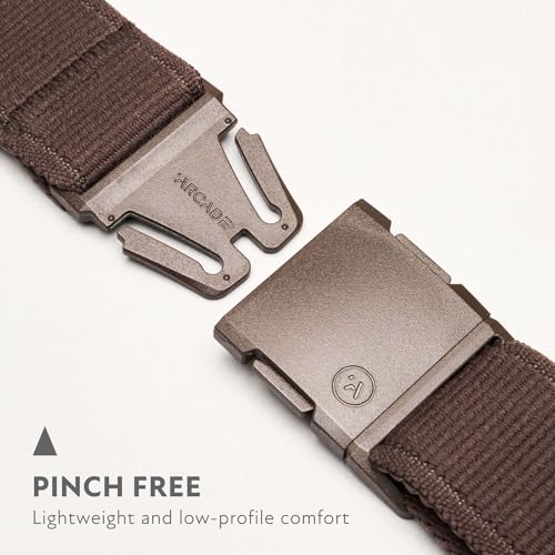 Arcade Belts A2 Unisex Adventure Belt: Heavy Duty Stretch, Metal Free Buckle - color: Atlas - Med Brown, size: Standard (Up to 40"); 1.5" Wide