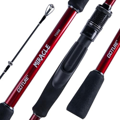 Goture Travel Fishing Rod - Spinning Fishing Rods - Portable 5/6 Sections Adjustable-Length Lightweight 24T Carbon Fiber Fishing Rods for Saltwater Freshwater Trout Bass Walleye Pike, Red - color: 806S - 8ft/2.4m spining rod