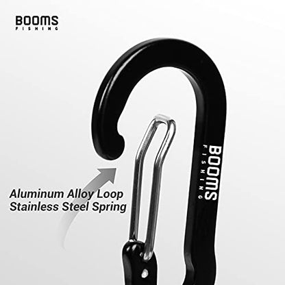 Booms Fishing T04 Fishing Lanyards Fishing Tool/Pole Safety Coil Lanyard Retractable Wire Inside Tup Cover - color: Black , with carabiner, 6pcs