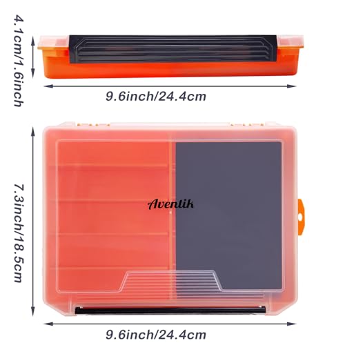 Aventik Fishing Tackle Box Slit Foam Case Jig Box Head Hooks Spinners Spoons Storage Tackle Tray (Orange-3502lure box) - style: Orange-3502lure box(2)