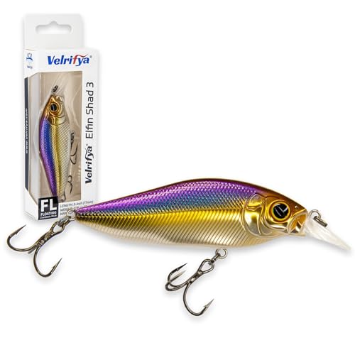 Flat Sided Japanese-Style Crankbait Elfin Shad – Medium Diving Bass Fishing Lure, Hard Bait Shad Crankbait for Freshwater Velrifya - color: 05-Iridescent Shad