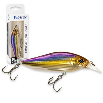 Flat Sided Japanese-Style Crankbait Elfin Shad – Medium Diving Bass Fishing Lure, Hard Bait Shad Crankbait for Freshwater Velrifya - color: 05-Iridescent Shad