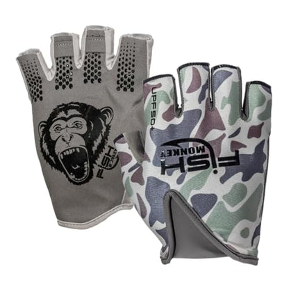 Fish Monkey Stubby Guide Glove - color: Blue Water Camo, size: Large
