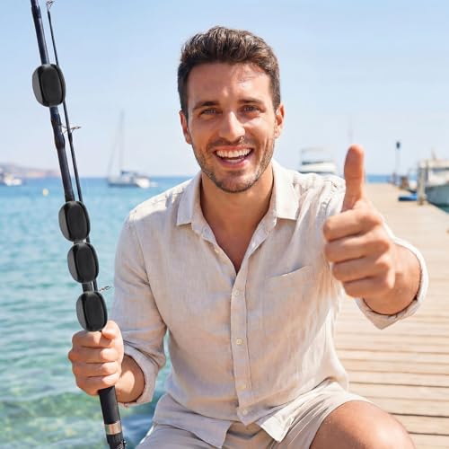 30 Pieces Silicone Fishing Rod Holder Straps Portable Fishing Rod Fixed Ball Rubber 5 Hole Lightweight Tackle Ball for Fish Enthusiasts Portable Fixed Straps Rubber - color: Black