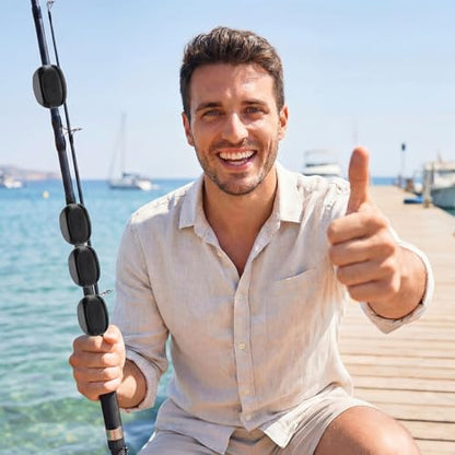 30 Pieces Silicone Fishing Rod Holder Straps Portable Fishing Rod Fixed Ball Rubber 5 Hole Lightweight Tackle Ball for Fish Enthusiasts Portable Fixed Straps Rubber - color: Black