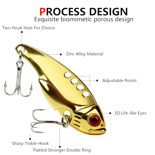 5PCS/10PCS Fishing Lures, Metal VIB Hard Blade Baits, Spinner Spoon Metal Fishing Spoon Crankbaits Swimbaits for Trout Walleye Crappie - color: B-5PCS