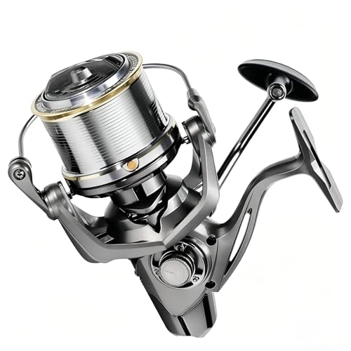 Heavy Duty Spinning Reel Metal Body with CNC Machined Spool 55LB Max Drag 8/10+1 BB Ultra Smooth 4.1/4.6/4.8:1 High Speed Gear Ratio Saltwater Freshwater Fishing Reel for 8000 to 16000 Series - color: SKM12000