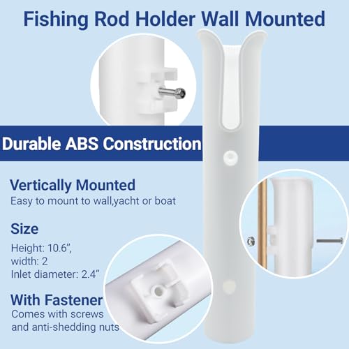 Fishing Rod Holders Wall Mounted 3 Pole Tubes Adjustable Fishing Rod Holder Bracke for Boat Kayak Garage Cooler Trailer Portable with Hardware - color: White-1 Pole