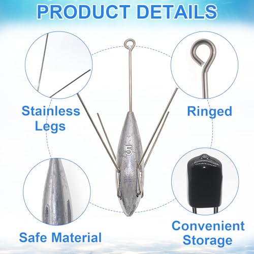 Fishing Sinkers Weight Lead Surfing Casting Spider Sinker Long Tail Weights | Fishing Equipment for Catfish Saltwater Ocean Beach Sand - style: 4oz - 3pcs