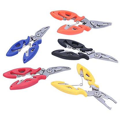 Pssopp 5-Piece Fishing Tool Set, Stainless Steel Pliers with Hook Remover, Curved Scissors, Braid Line Cutters, Split Ring Tool