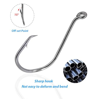 Fishing Hooks Set High Carbon Steel Catfish Bulk Strong Circle Fishing Hooks Mixed Size for Saltwater Freshwater 161PCS