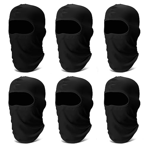 6 Pack Balaclava Ski Face Mask: Cooling Neck Gaiter Full Head Mask Face Cover - color: Black