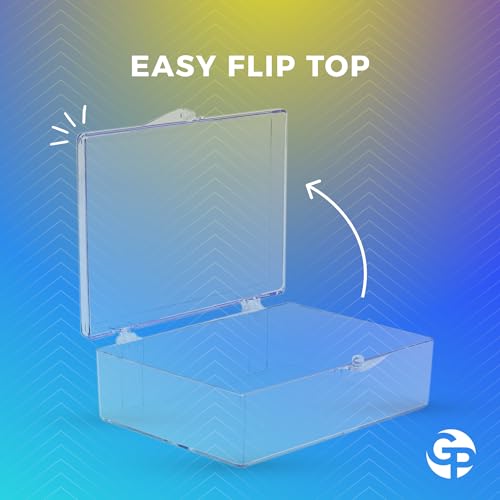 10-Pack Clear Hinged Plastic Containers, Keepsake Storage Boxes, 3 1/2" L x 2 9/16" W x 1" H, Made in USA, Plastic Display Case or Small Box for Storage and Organization - size: 3.5" x 2.56" x 1.0"