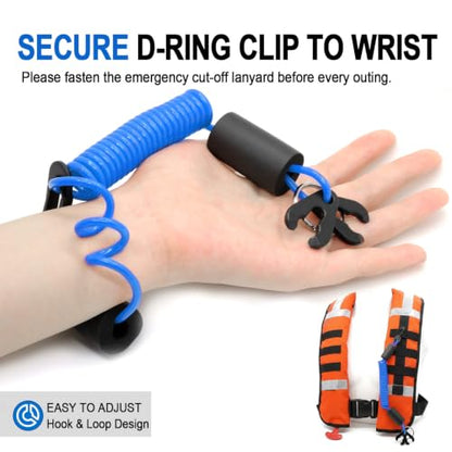 Floatable Boat Kill Switch Lanyard with Backup Key & Flotation Foam - color: Blue
