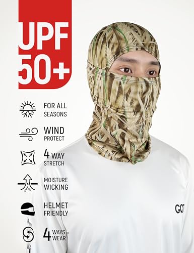 UPF 50+ Balaclava Ski Mask for Men Women - UV Face Mask Motorcycle Shiesty | Windproof, Breathable, Hinge Design, Full & Half Face Coverage, Fits Under Helmet, Snowboarding, Skiing - color: Grass Blades