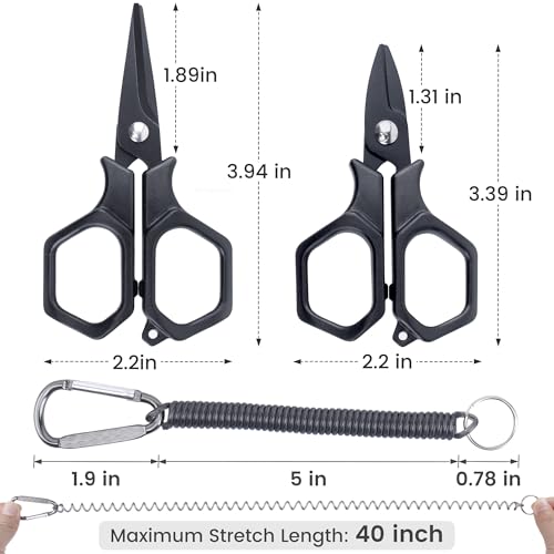 Fishing Scissors Braid Line Cutter with Coiled Lanyard for Freshwater/Saltwater(2 Pcs)