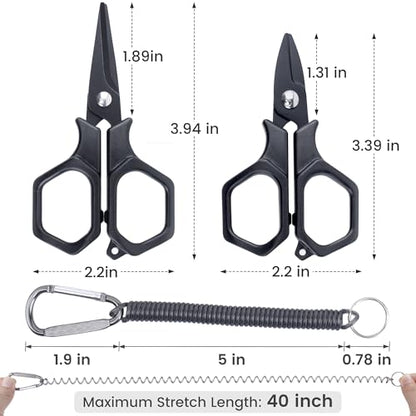 Fishing Scissors Braid Line Cutter with Coiled Lanyard for Freshwater/Saltwater(2 Pcs)