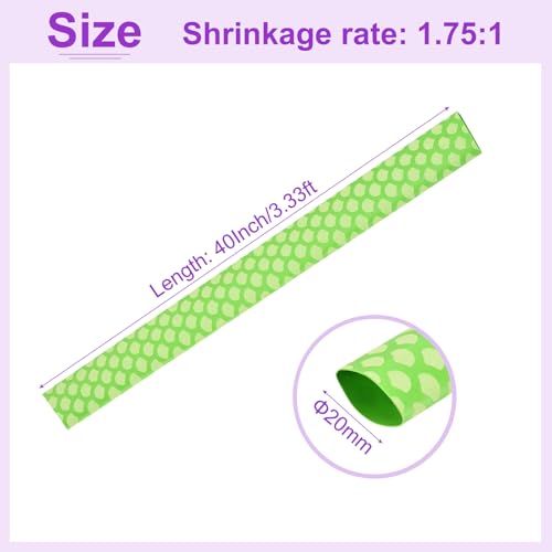 DMiotech Heat Shrink Sleeve Wrap Tubing x Tube Tubing for Fishing Rod Grips and Other Grips, Non Slip - Insulation - Waterproof 40'' Lengths, Dia 20mm Green Scales - color: Green Scales, size: Dia 20mm