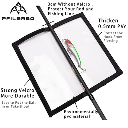 Fishing Lure Wraps 12PCS Clear See-Through PVC Fishing Lure Covers Protect Children Pets and Fishermen Safe from Sharp Hook Transparent Lures Fishing Bait Hook Storage 6L+6M - color: 6Pcs(3L+3M)