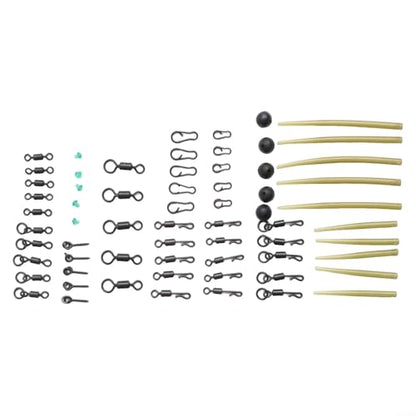 Carp Fishing Tackle Set,301PCS Terminal Gear with Hooks Swivels Clips,Stainless Steel Rig Components for Freshwater Saltwater,Portable Box 11.5x9x3cm