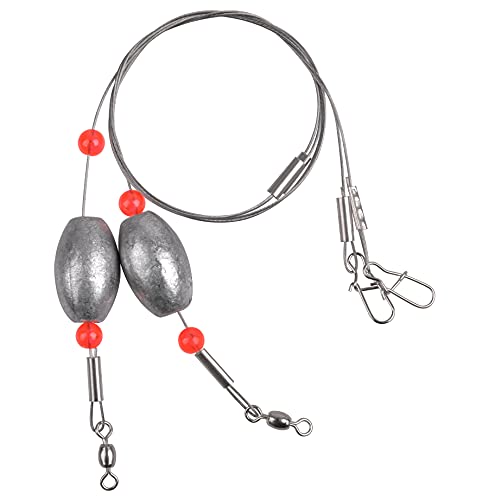 Carolina Saltwater Rigs, 8pcs Flounder Fishing Rigs, Stainless Steel Wire Leader with Egg Sinker Weights, Swivel Snaps for Catfish Grouper Drum Redfish Bottom Surf Fishing - size: 1-1/2oz-8pcs